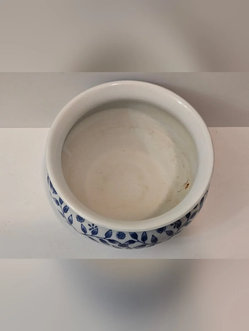 Vintage Blue & White Floral Chinoiserie Ceramic Bowl Planter Flower Pot Vase - Picture 4 of 7